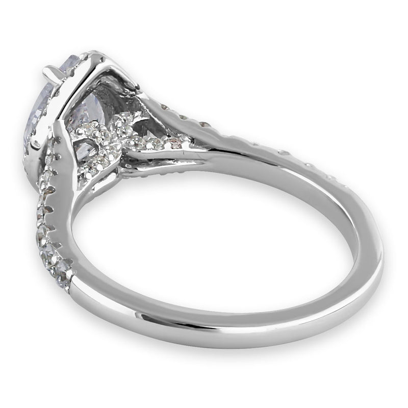 Sterling Silver 1.25 ct. Pear-shape CZ Engagement Ring