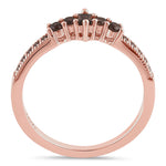Sterling Silver Rose Gold Emerald Cut Coffee CZ Ring