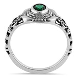 Sterling Silver Austere Oval Cut Green CZ Ring