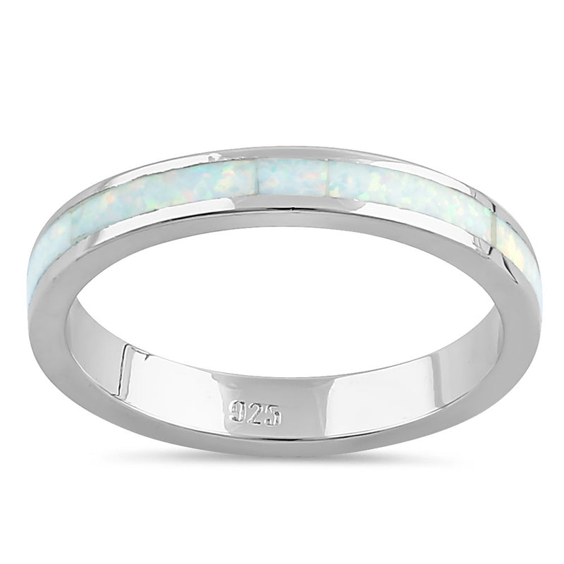 Sterling Silver Seamless White Lab Opal Ring