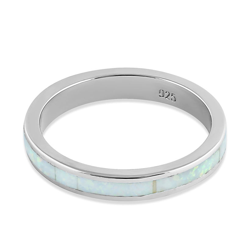 Sterling Silver Seamless White Lab Opal Ring