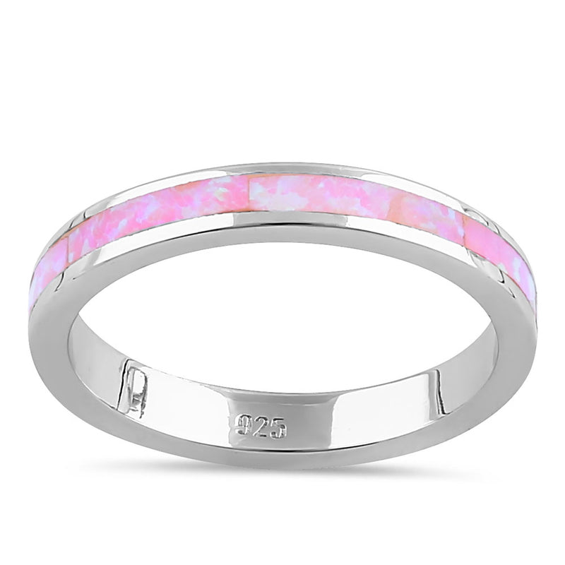 Sterling Silver Seamless Pink Lab Opal Ring