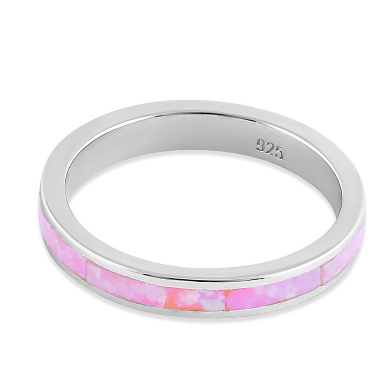 Sterling Silver Seamless Pink Lab Opal Ring