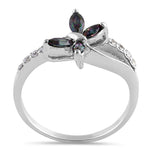Sterling Silver Butterfly Rainbow Topaz CZ Ring