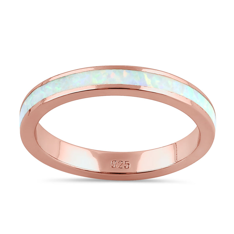 Sterling Silver Rose Gold Eternity Lab Opal Ring