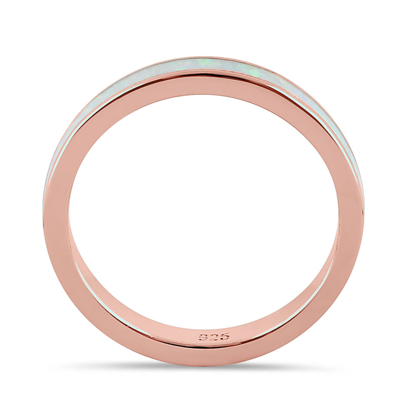 Sterling Silver Rose Gold Eternity Lab Opal Ring