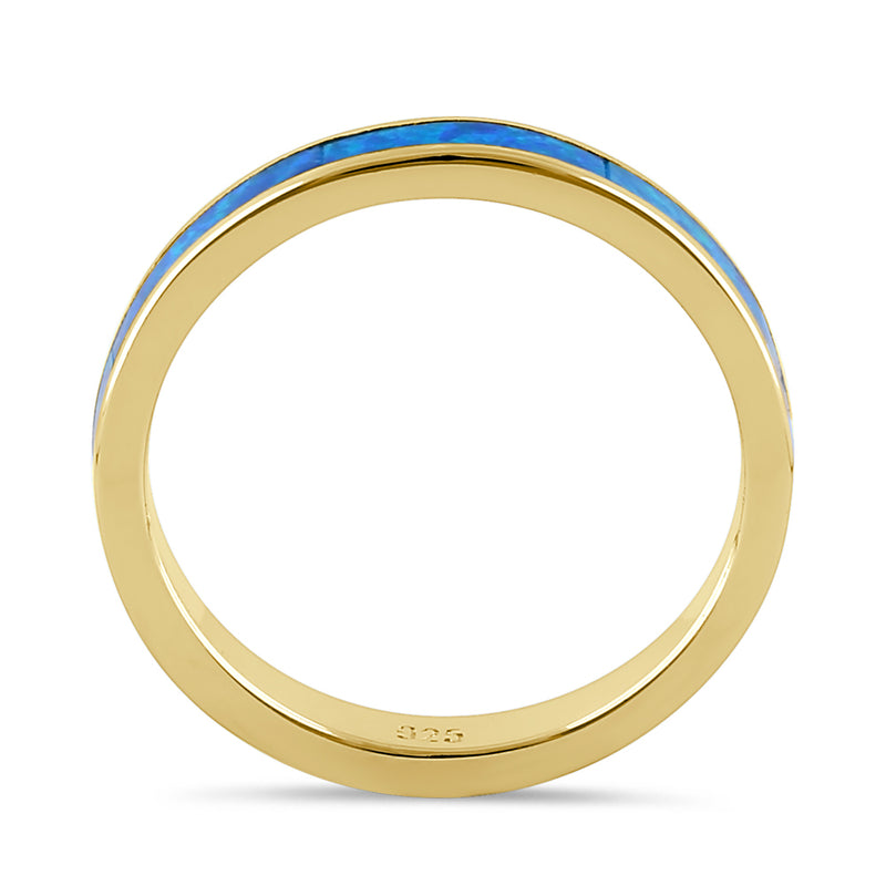 Sterling Silver Gold Plated Blue Lab Opal Ring