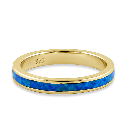 Sterling Silver Gold Plated Blue Lab Opal Ring