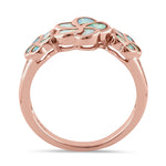 Sterling Silver Rose Gold Plumeria White Lab Opal Ring