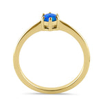 Sterling Silver Gold Plated Round Blue Lab Opal Ring