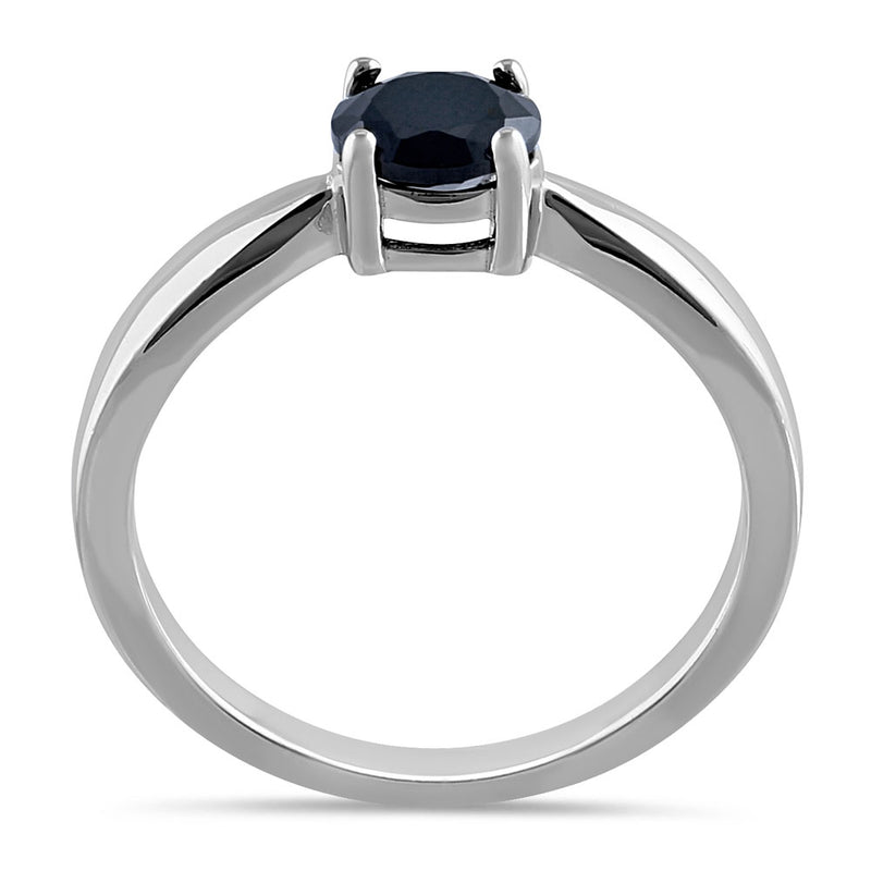 Sterling Silver 6mm Round Black CZ Ring