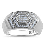 Sterling Silver Clear CZ Layered Hexagon Band Ring