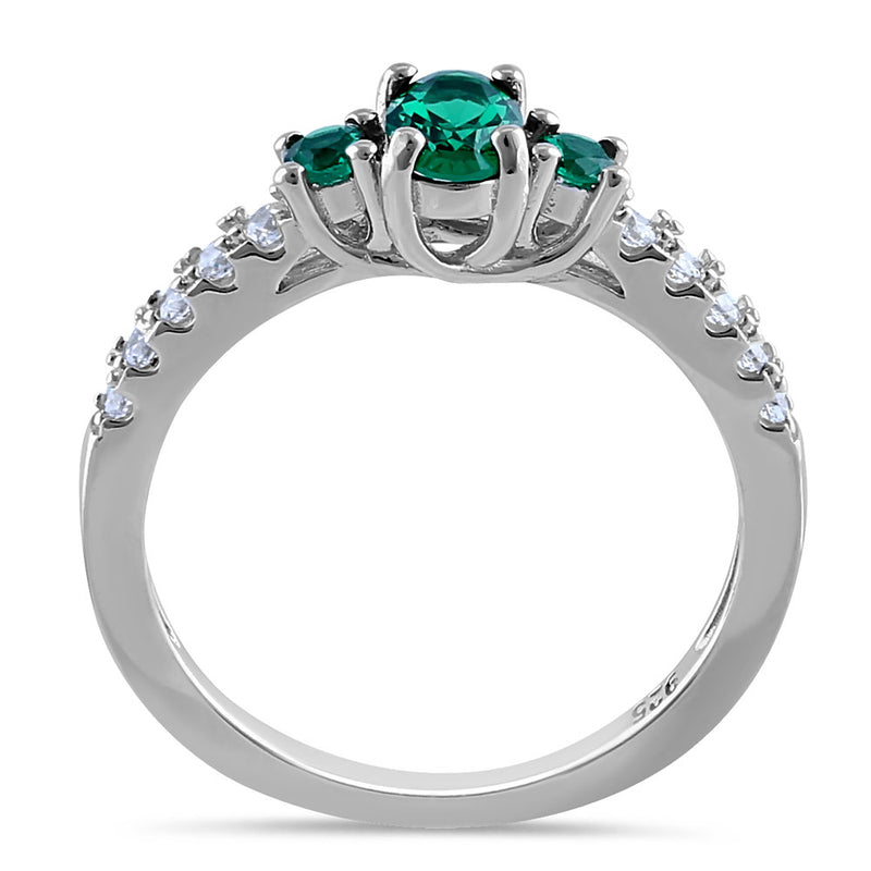 Sterling Silver Enchanted Oval Green CZ Ring