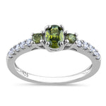 Sterling Silver Enchanted Oval Peridot CZ Ring
