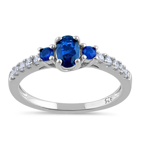 Sterling Silver Enchanted Oval Blue CZ Ring