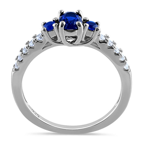 Sterling Silver Enchanted Oval Blue CZ Ring