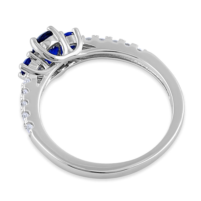 Sterling Silver Enchanted Oval Blue CZ Ring