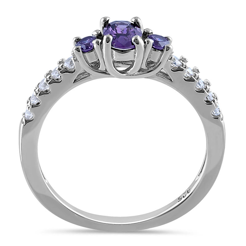 Sterling Silver Enchanted Oval Amethyst CZ Ring