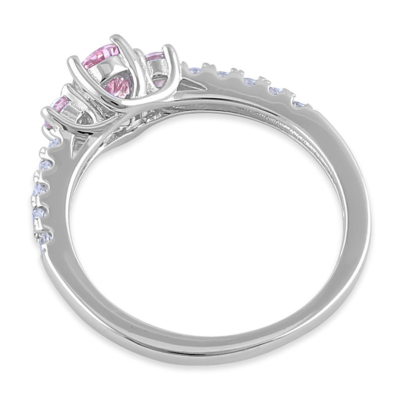 Sterling Silver Enchanted Oval Pink CZ Ring