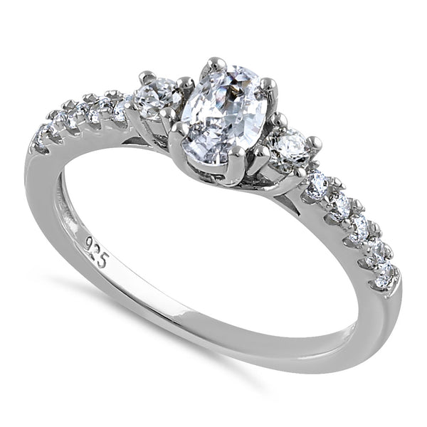 Sterling Silver Enchanted Oval Clear CZ Ring