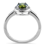 Sterling Silver Elegant Round Halo Peridot CZ Ring