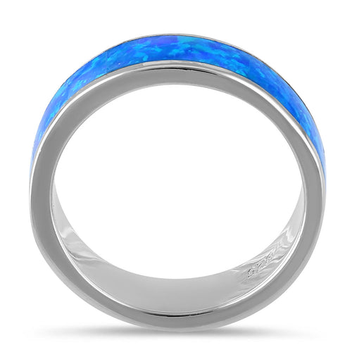 Sterling Silver Blue Lab-Opal Eternity Band Ring