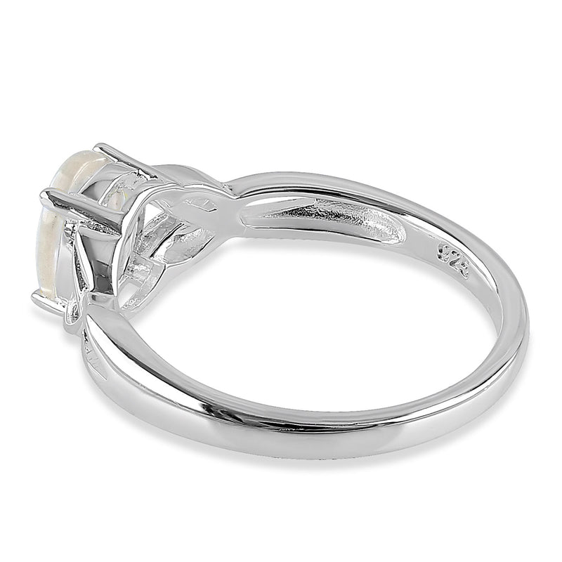 Sterling Silver Center Stone Charmed  Mother of Pearl Ring