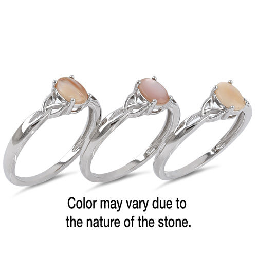 Sterling Silver Center Stone Charmed Pink Mother of Pearl Ring