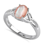 Sterling Silver Center Stone Charmed Pink Mother of Pearl Ring