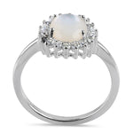 Sterling Silver Oval Mother of Pearl Opal CZ Ring