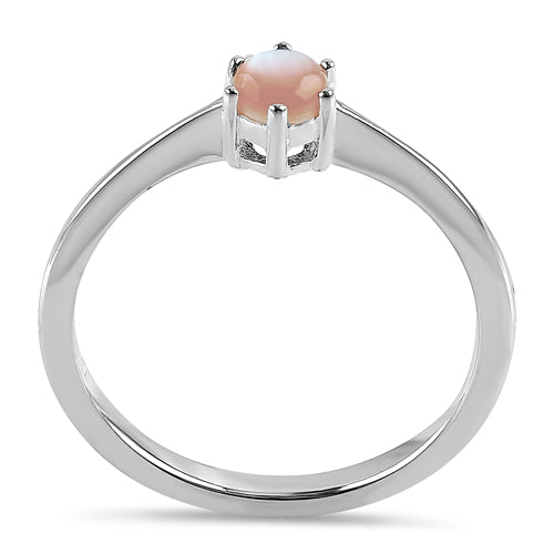 Sterling Silver Round Pink Mother of Pearl Ring