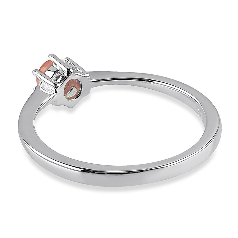 Sterling Silver Round Pink Mother of Pearl Ring