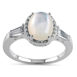 Sterling Silver Oval Mother of Pearl CZ Ring