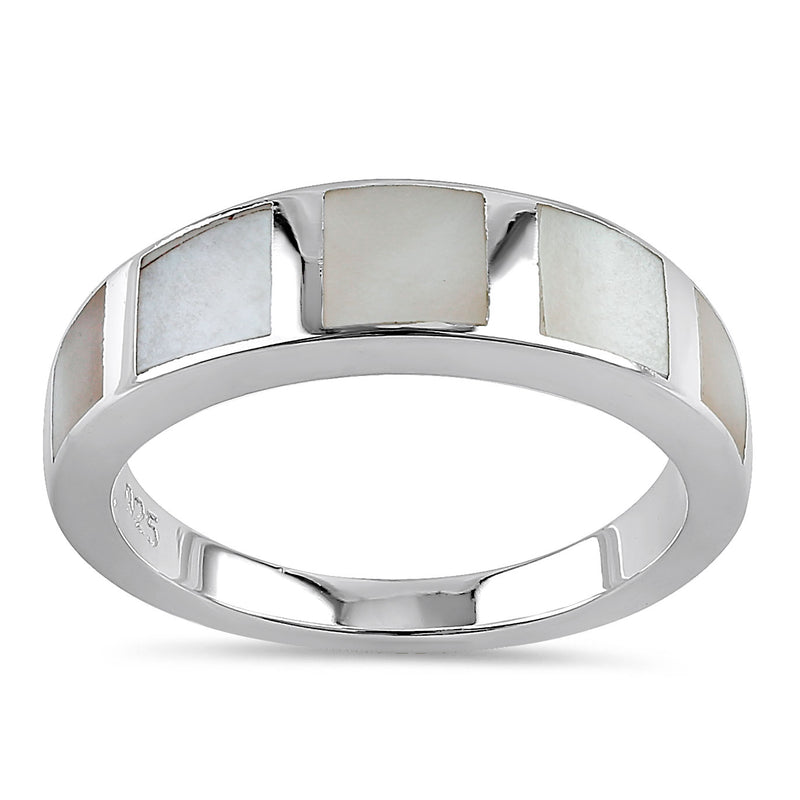 Sterling Silver 5 Bar Mother of Pearl Ring