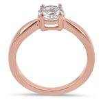 Sterling Silver 6mm Round Clear CZ Rose Gold Plated Ring