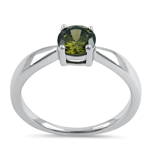 Sterling Silver 6mm Round Peridot CZ Ring