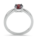 Sterling Silver 6mm Round Dark Garnet CZ Ring