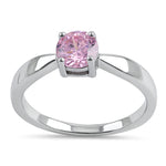 Sterling Silver 6mm Round Pink CZ Ring