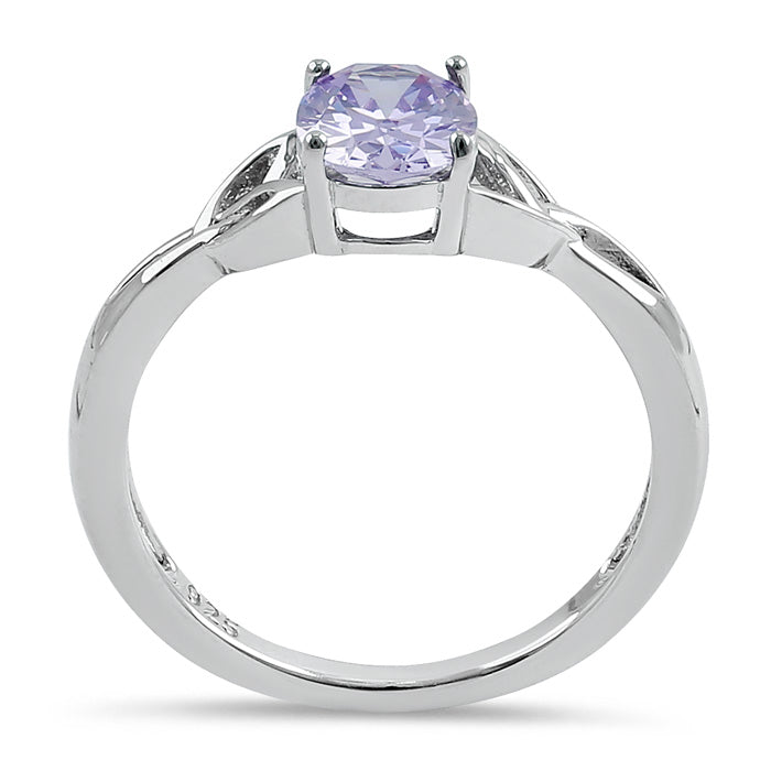 Sterling Silver Charmed Lavender Oval  CZ Ring