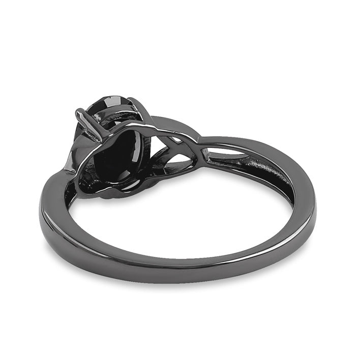 Sterling Silver Black Rhodium Black CZ Ring