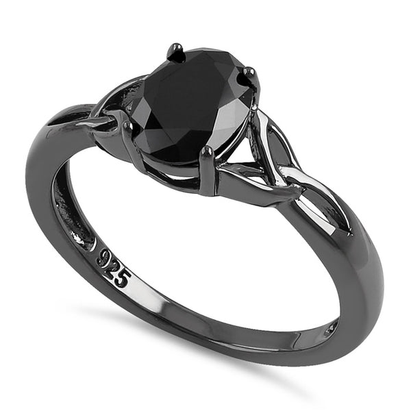 Sterling Silver Black Rhodium Black CZ Ring