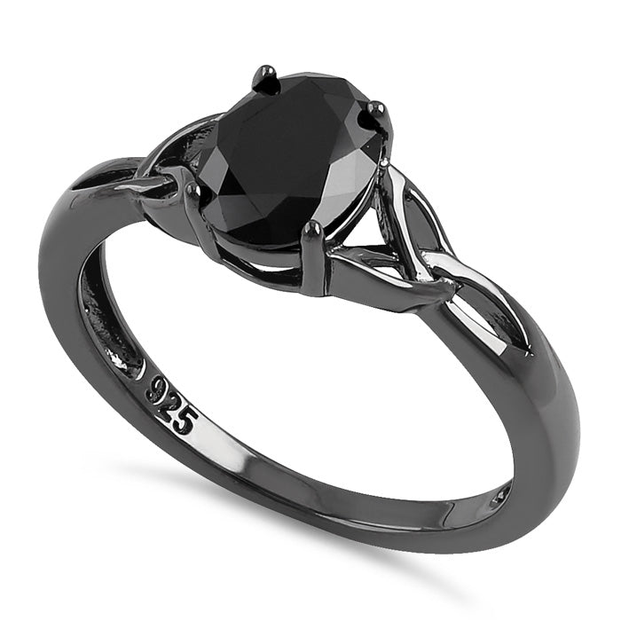 Sterling Silver Black Rhodium Black CZ Ring