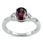 Sterling Silver Charmed Oval Rhodolite CZ Ring