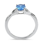 Sterling Silver Charmed Oval Light Blue CZ Ring
