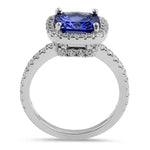 Sterling Silver Cushion-Cut Tanzanite-tone CZ Ring