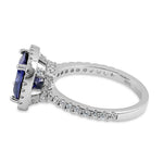 Sterling Silver Cushion-Cut Tanzanite-tone CZ Ring