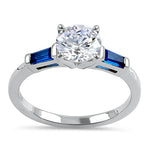 Sterling Silver Blue Accents CZ Ring