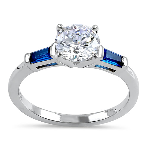 Sterling Silver Blue Accents CZ Ring
