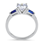Sterling Silver Blue Accents CZ Ring