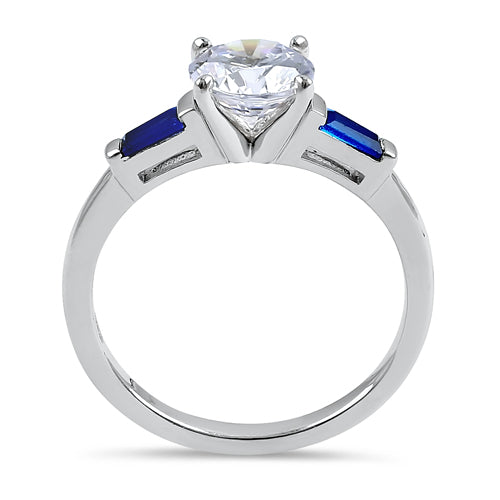 Sterling Silver Blue Accents CZ Ring